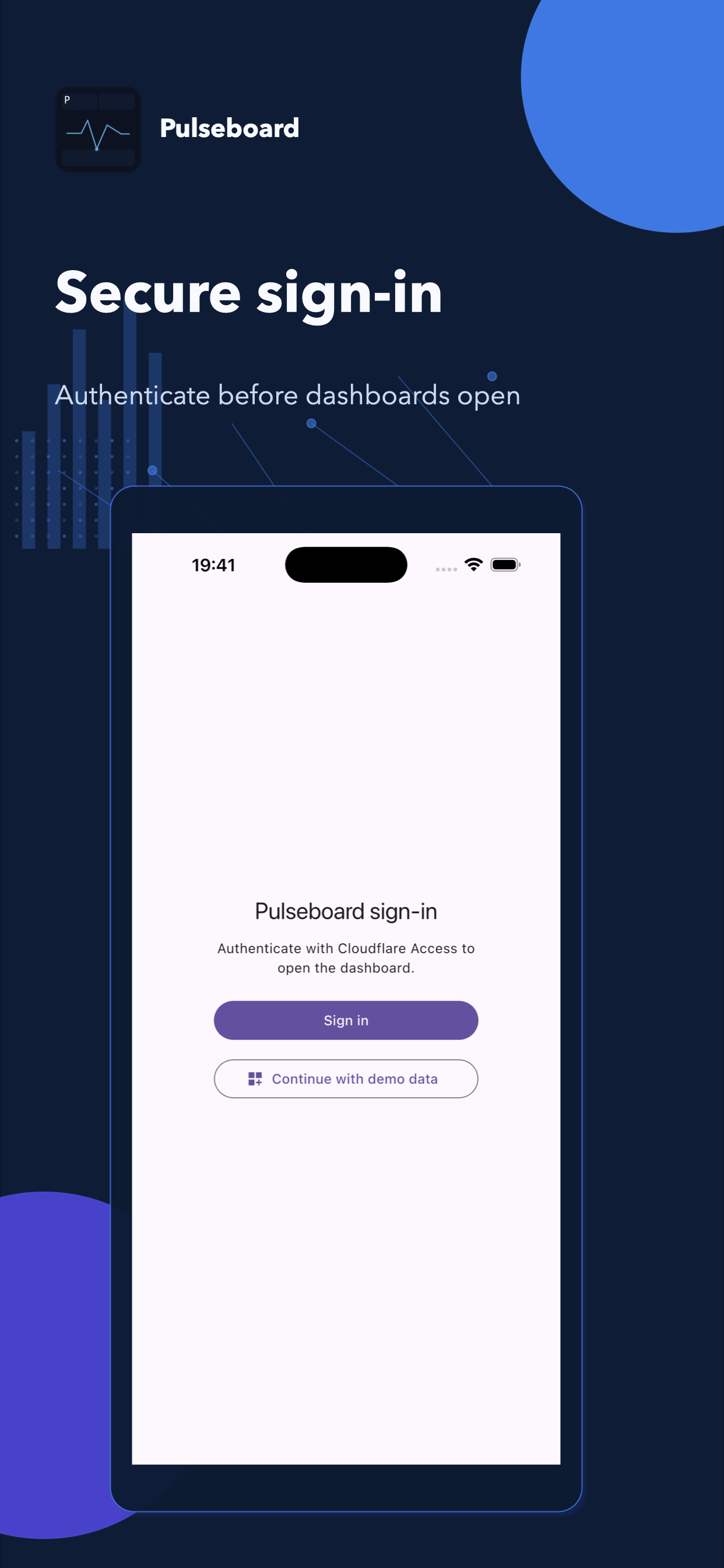 Pulseboard mobile example for secure dashboard access
